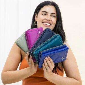 Brand New Lug Surrey Satin Luxe VL RFID Wallets in Vibrant Colors